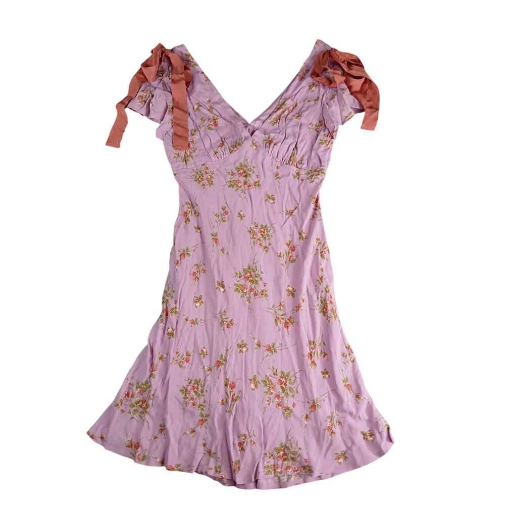 Wild Fable Dress Womens Small Pink Floral Tie Strap Knee Length V Neck NWT